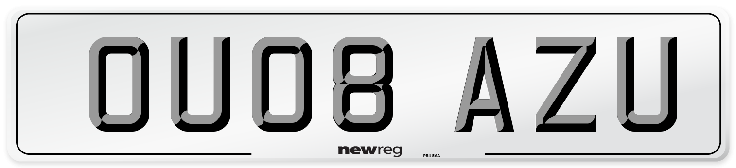 OU08 AZU Number Plate from New Reg